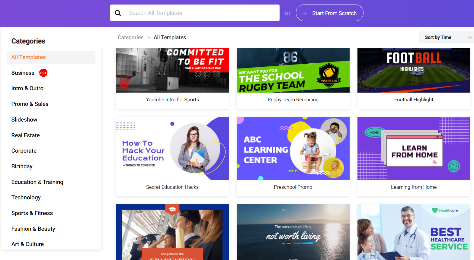 Templates for videos